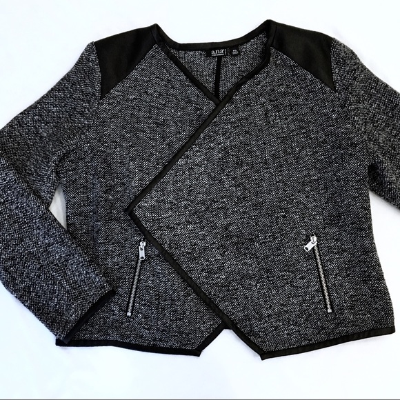 a.n.a Jackets & Blazers - NWT a.n.a. Black/White Tweed/Leather Blazer